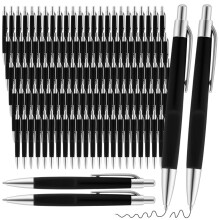 100 Stück Druckkugelschreiber, Schwarze Tinte, Klickstifte, Großpackung, 0,7 mm, Mittlere Spitze, Kein Ausbluten, Stiftset für Schule, Büro