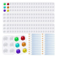 Paint Brush Palette Set 100pcs Nylon Paint Brushes 50pcs Paint Tray Plastic Tray Nylon Brushes for Art Painting