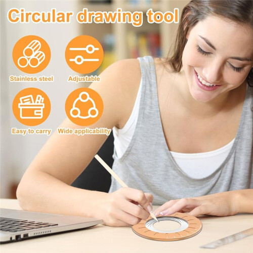 Circle Drawing Tool, Adjustable Circle Drawing Tool, Multifunctional Plotter, Rotatable Plotting Tools for Woodworking 2