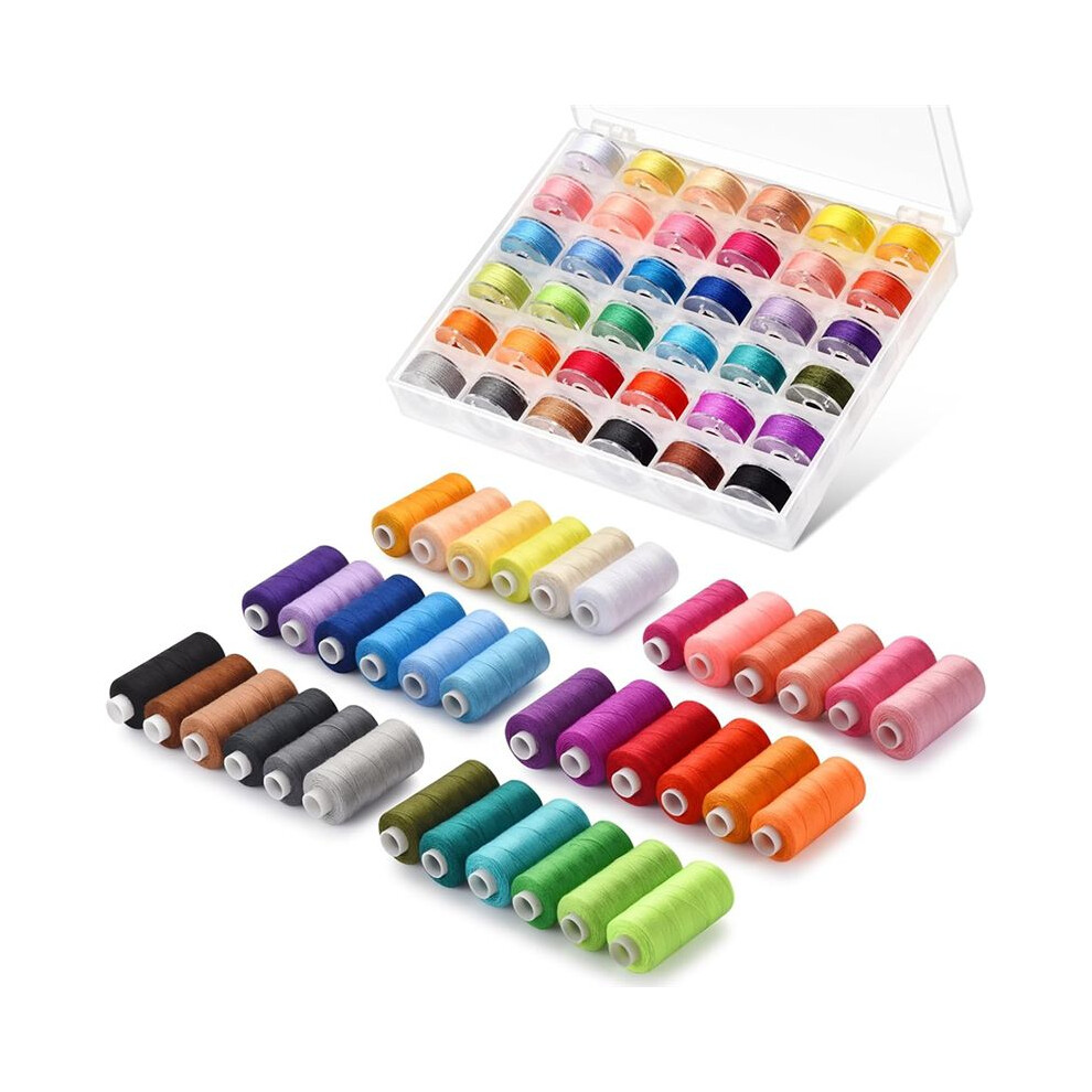 Istovo 72Pcs Sewing Thread Kit, 36 Colors Sewing Machine Threads, Prewound Bobbins Sewing Threads Kit, 400 Yards Per Spools