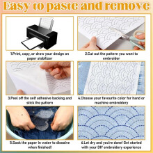 20 Pieces 8.3x11.7Inch Water Soluble Embroidery Stabilizer for Machine Embroidery and Hand Sewing Embroidery Patterns