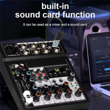 Draagbare Audio Mixer Console 5 Kanalen Geluidskaart USB Afspelen Opnemen Computer Afspelen Audio Mixer Broadcast