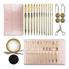 27Pcs Tunisian Crochet Hooks Set , Interchangeable Aluminum Crochet Hook with Cable, Crochet Hooks for Tunisian Crochet
