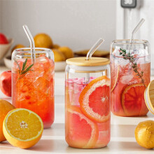 8-Piece Glass Set, Jar-Shaped Glass with Lid, Straw, A Stylish Gift for Friends and Relatives