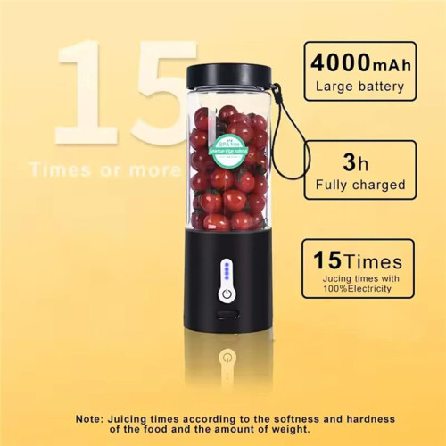 530ML Powerful Portable Blender, USB Type-C Rechargeable Fruit Mixer Machine  Juicer Blender Cup 2
