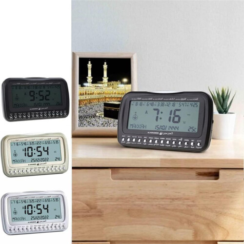 Backlit Desk Clcok Islamic Azan Athan Prayer Alarms Table Clock Temp Display Direction Digital Clock Alarms Clock B 2