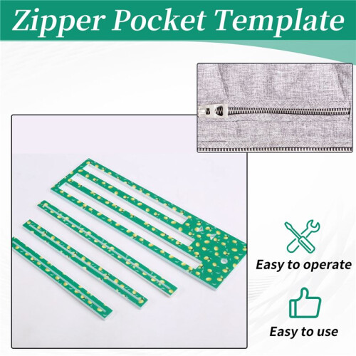 Modelo de Bolso com Zíper, Moldes de Acrílico com Padrão de Limão para Zíperes de 7/8/9 Polegadas, Medição de Corte Preciso 1
