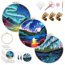 3 Pack Embroidery Kit for Beginners, -Borealis Embroidery-Stitch Practice Kit