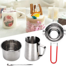 Kit para Hacer Velas de Acero Inoxidable con Boquilla Doble, Mango de Cuchara para Caldera, Diseño Colgante con Dos Ollas Calefactoras para