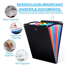 Carpeta de Archivos Expandible de 2 Piezas, Carpeta de Archivos Vertical de 13 Bolsillos, Organizador de Archivos en Acordeón, para Aulas, Oficinas y