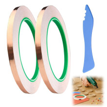Copper Foil Tape for Stained Glass -2 Rolls 1/4 Inch X 22 Yards with Foil Tool,Adhesive Copper Tape for Crafts and Glass