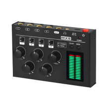 MX5 Ultra Low Noise 4-Channel Stereo Audio Mixer Stereo / Mono 6.35/3.5mm Mixer for Club/Studio/Bar