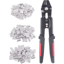 2.2mm Wire Rope Crimping Tool Wire Rope Swager Crimper Fishing Crimping Tool with 180Pc Ferrule Crimping Loop Sleeve Kit