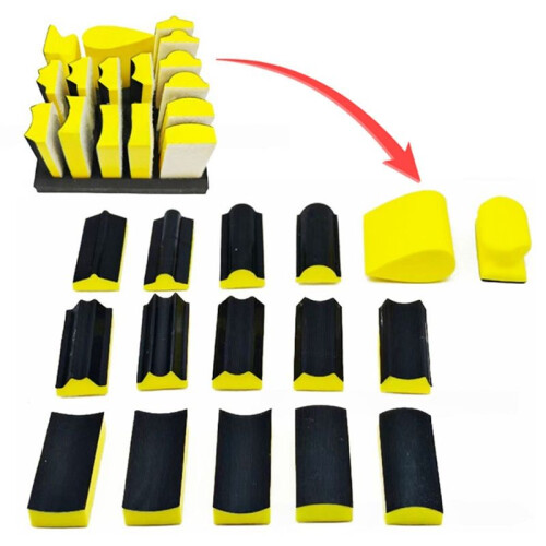 Hand Sanding Block Set,Hook & Loop Interchangeable Assorted Convex & Concave Shapes 1