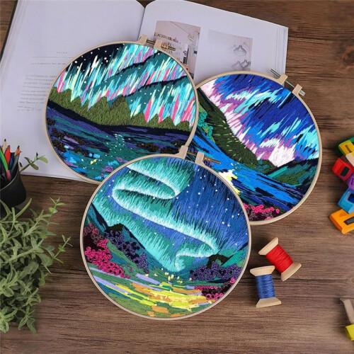 3er-Pack Sticksets für Anfänger, -Borealis Stickstich-Übungsset