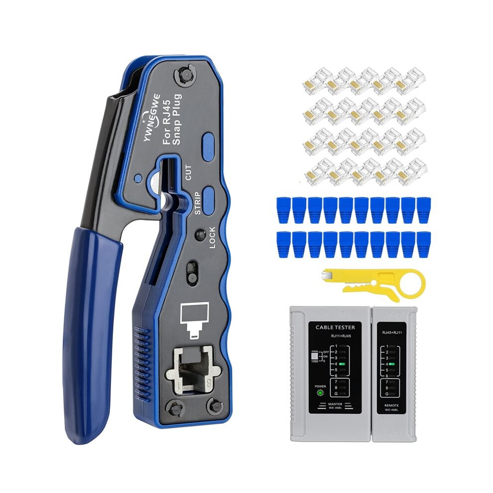 Rj45 Crimp Tool Kit Pass Thru Ethernet Crimper For Cat5e Cat6a 8P8c Modular Connectors, Compatible Cat6 Crimping Tool 4711028495179