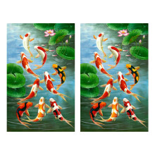 2X 5D Art Diamond Painting Round Full Diamond Koi Carp Stitch Kits Embroidery Home Decors