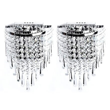 2X Modern Crystal Wall Lamp Chrome Sconce Wall Light for Living Room Bathroom Home Indoor Lighting Decoration