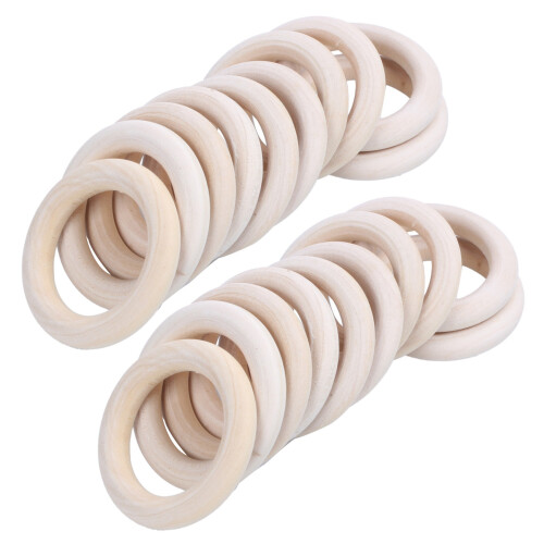 20X Natural Wooden Rings, Diameter 50mm