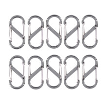 10 Pcs S Shape Key Chain Carabiner Fuse Clips (Silver)