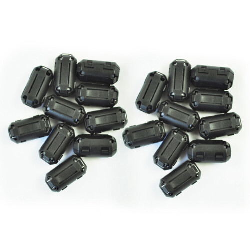 20 Pz Diametro 7 mm  Ferrite Cavo Clip Nero