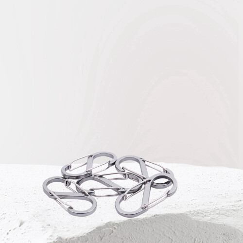 10 Pcs  S Shape Key Chain Carabiner Fuse Clips (Silver) 2
