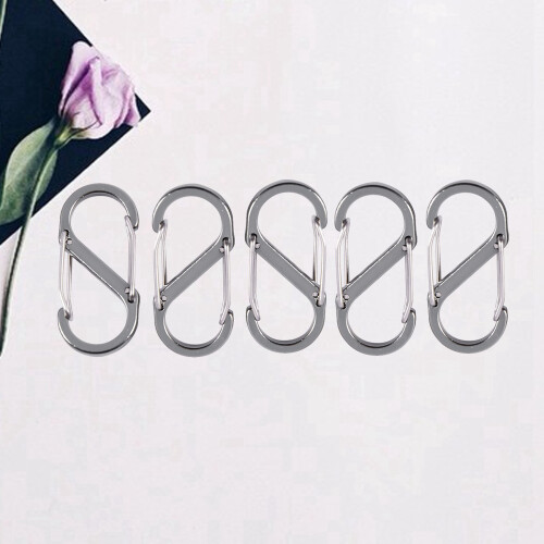 10 Pcs  S Shape Key Chain Carabiner Fuse Clips (Silver) 1