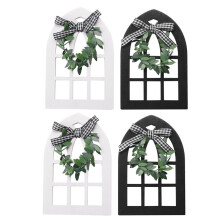 4x Holz Bauernhaus Fenster Abgestufte Ablage Dekoration Plaid Rustikale Bauernhaus Dekor Kathedrale Bogen Fenster Regal