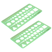 2X Cerchi di Plastica Quadrati Verdi di Esagoni Geometrica Template Righello 0-20cm