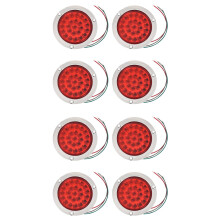 Paquet de 8 Feux de Queue de Remorque à LEDs Rouges 24 Feux de Montage D'Arrêt à LED Chrome étanche 4 Pouces