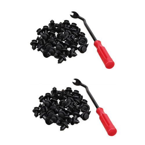 80Pcs 10mm Push-Type Plastic Bumper  Flare Fastener Rivet Clips and 2 Remove The Buckle Tool