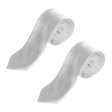 2X Unisex Casuale Cravatta Skinny Sottile Narrow Neck Tie - Bianco Puro