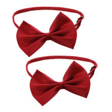 2X Collar Ajustable de Gato Lazo de Mascota Corbata del Perro Mascota Accesorios para Perros Lindo Rojo de Vino