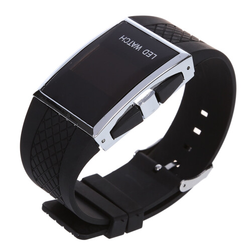 2X Montre A Quartz Noir D'Affichage en LED Rouge 2