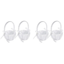 4 Pack Wedding Satin Flower Basket,Romantic Bowknot Party Rose Flower Girl Basket
