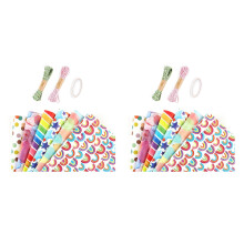 2X Papier D'Emballage D'Anniversaire Arc-En-Ciel, Cadeau pour Enfants Anniversaire Recyclable Femmes Filles GarçOns, pour Toutes Les Occasions de