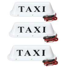 3X White PVC 12V de la Lampe 12V de Signe de Voiture de la Cabine SupÉRieure LED de Voiture de la Base SupÉRieure de Toit de Taxi MagnÉtique