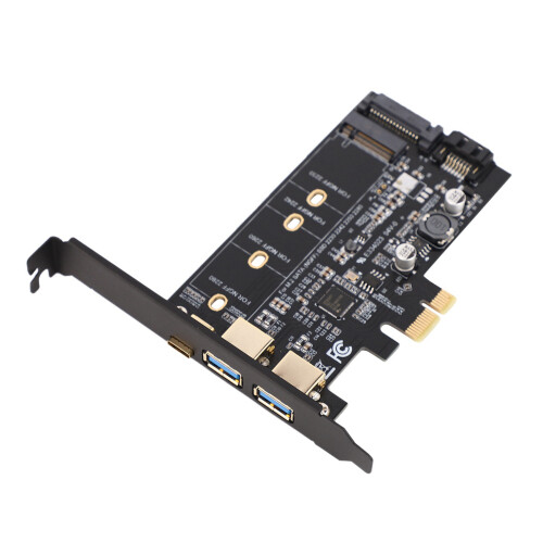 2X Adaptador PCIe M.2 USB 3.0 e Tipo-C M2 SSD  B Chave para Placa Riser do Conversor do Controlador PCI-E 2