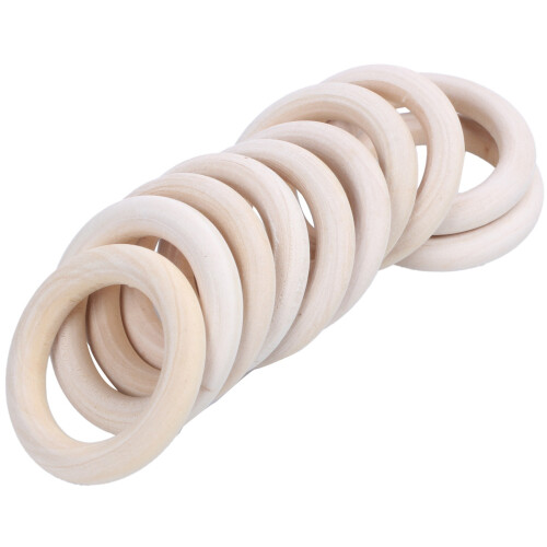3X Natural Wooden Rings, Diameter 50mm 1