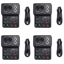 4X TEYUN Q-12 Carte Son Mélangeur Audio Carte Son Console Bureau Système Interface 4 Canaux 48V Alimentation Stéréo Ordinateur Carte Son