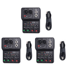 3X TEYUN Q-12 Sound Card Audio Mixer Sound Board Console Desk System Interface 4 Channel 48V