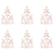 6X Decorazioni Artigianali per Mobili Vintage in Applique in Legno Intagliato