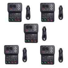 5X TEYUN Q-12 Audio Mixer Sound Board Console Desk System Interface 4 Channel 48V Power Stereo Computer Sound Card