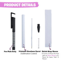 Pack of 20 Sublimation Pen Blanks with Shrink Wrap Coated Aluminum Tube Body for Sublimation Printing Ballpoint Pens