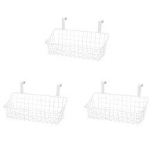3X Cesto com Grade de Gancho Cesto de Armazenamento, Pendure-O Atrás de uma Porta ou em um Grade, sobre um Porta Do Armário, Branco