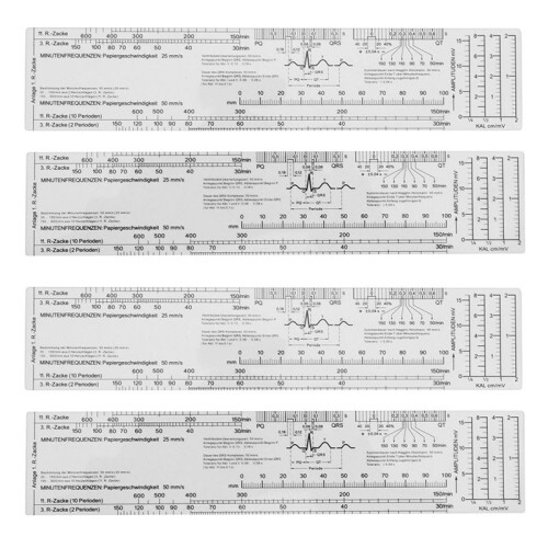 4X Essential EKG Ruler Pocketcard in English