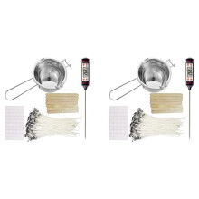 2X Jeu de Fabrication de Bougie, Pot de Fusion de Bougie, Mèches de Bougie, Autocollants de Mèche, Porte-Mèches de Bougie, Thermomètre et Bâtons