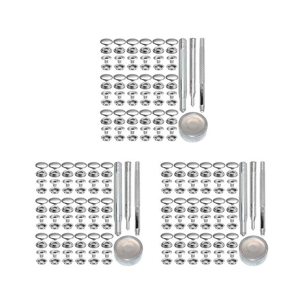 216Pcs 15Mm Stainless Steel Fastener Snap Press Stud Button For Marine Boat Canvas With Punching Set Tool Kit Silver 4712681750179