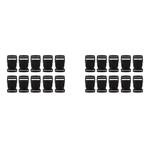 20 Pcs 1 inch 2.5CM Width Plastic Safety Quick Release Buckles Black