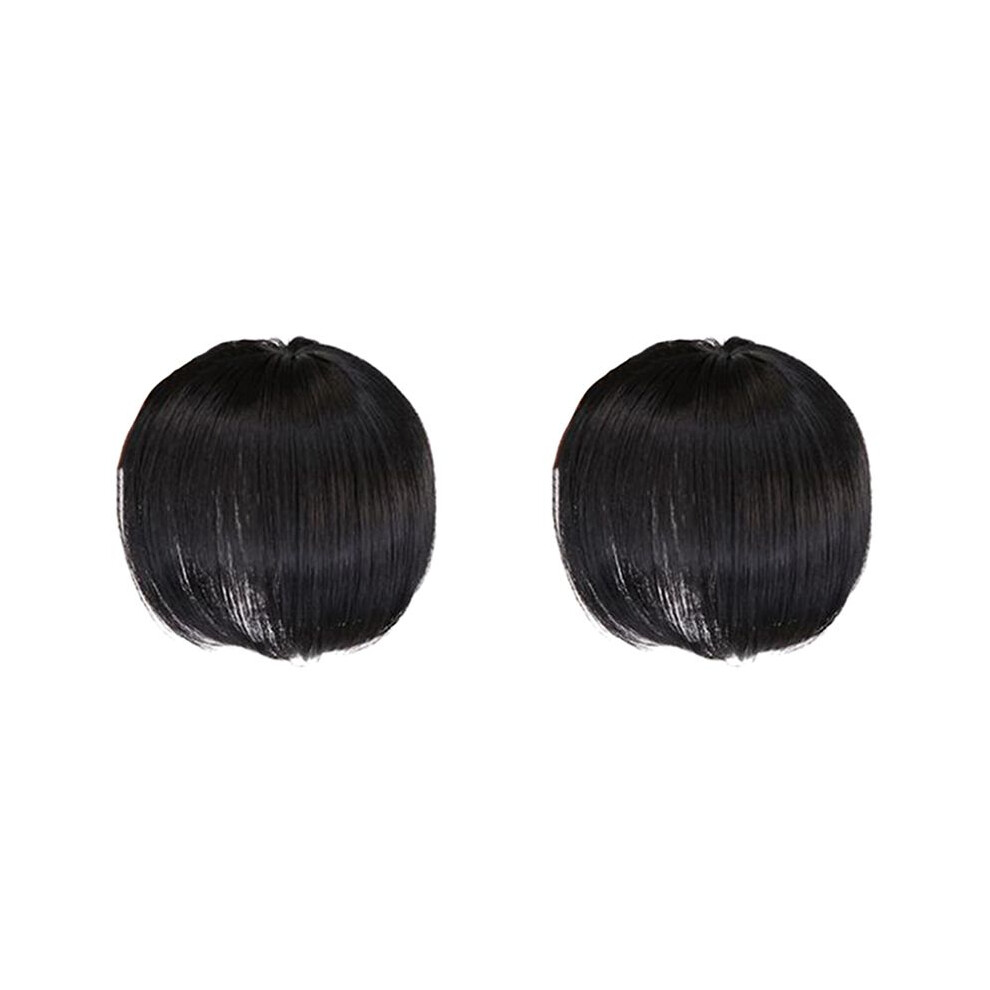Unisex Black 2X Human Hair Topper Wig With Bangs Increase The Amount Of Hair The Top Of The To Cover The Hair Hairpiece A